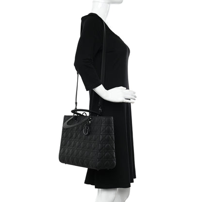 Christian Dior Ultra Matte Calfskin Cannage Large Lady Dior Black 2 of 12