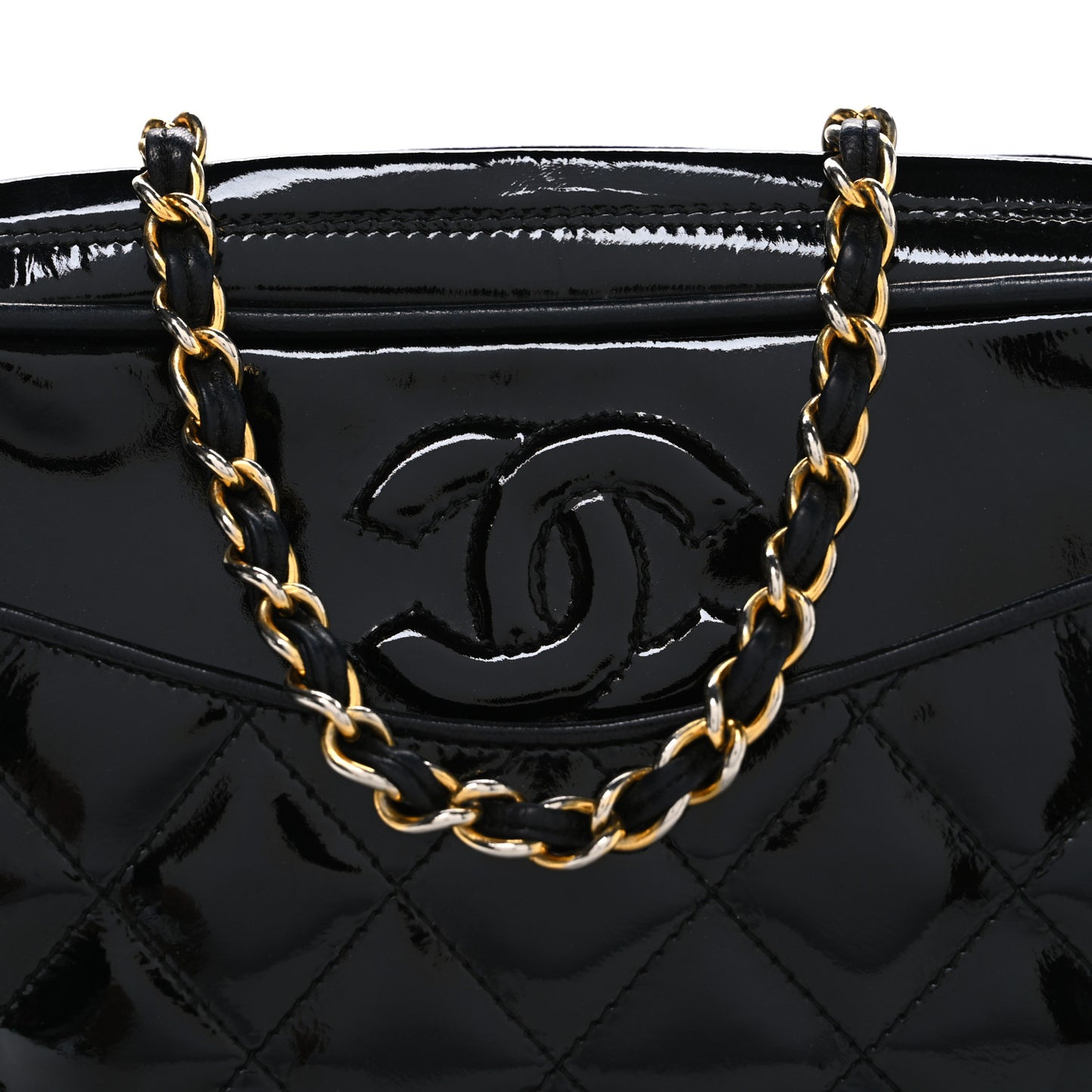 Patent Quilted Tassel Camera Case Black