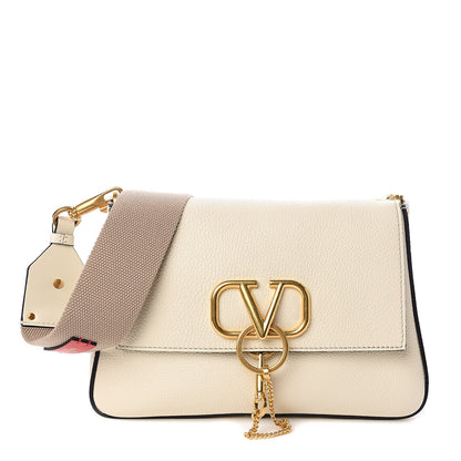 Valentino Garavani Pebbled Calfskin VRing Shoulder Bag Light Ivory 1 of 9