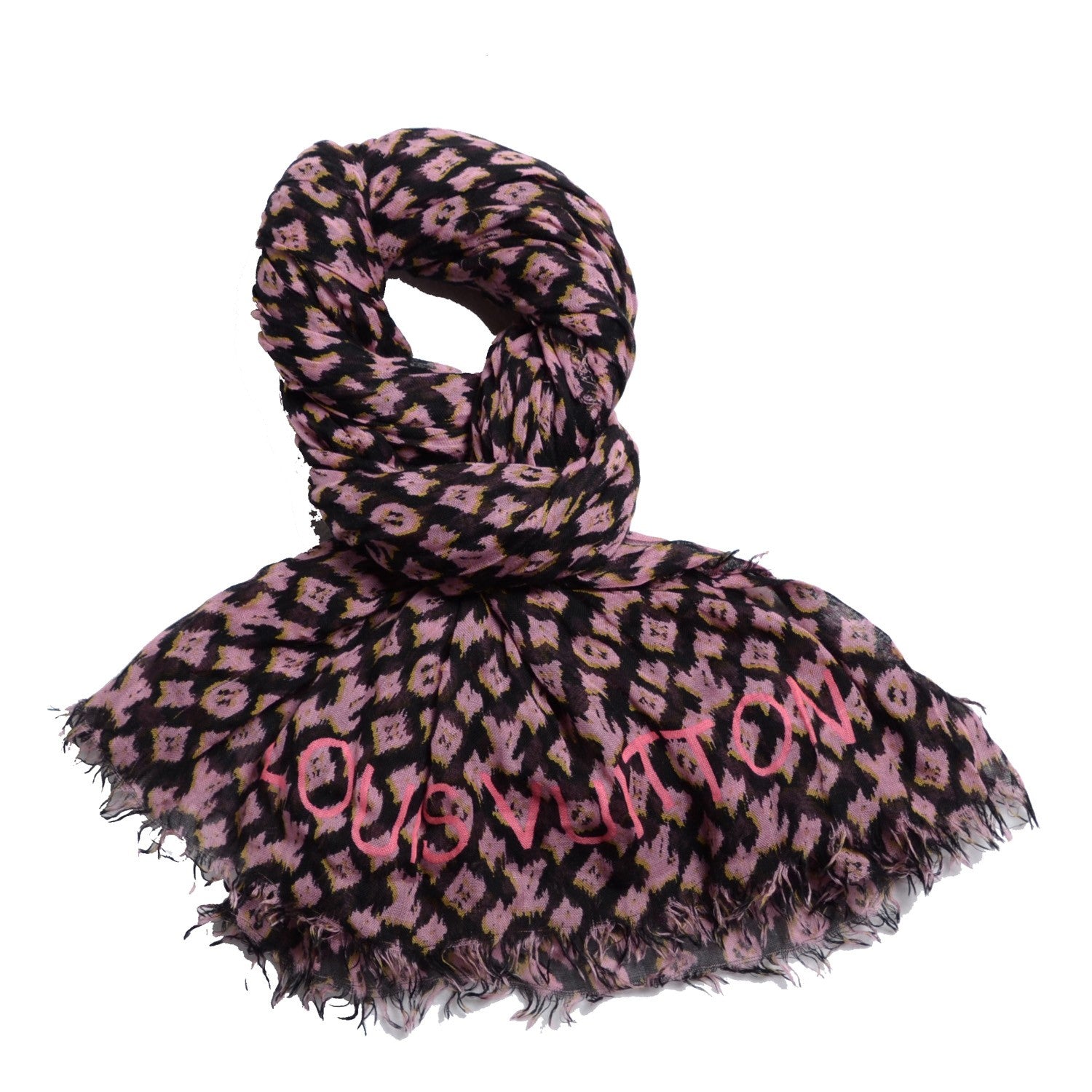 Louis Vuitton Cashmere Silk Monogram Ikat Etole Stole Black 1 of 4