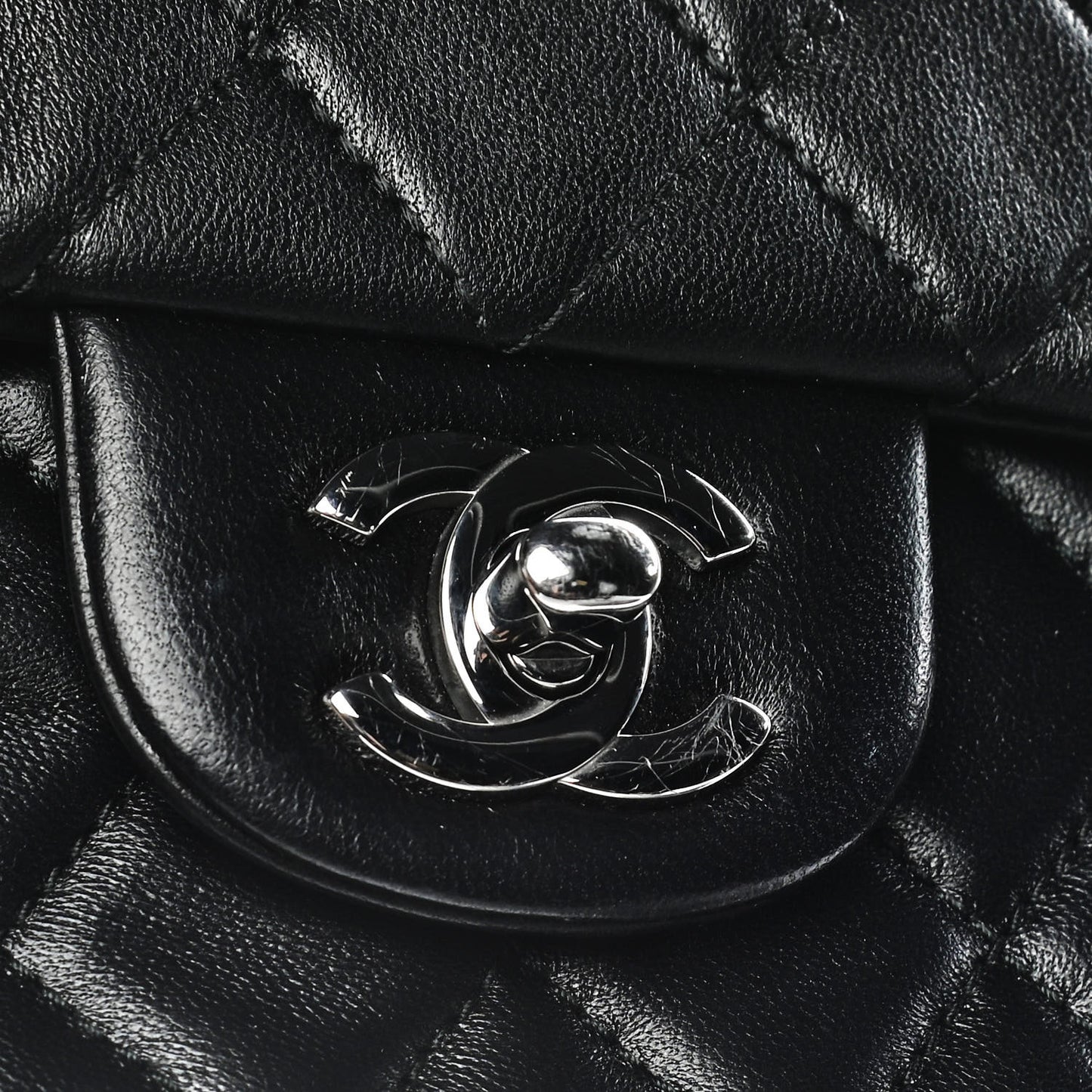 Lambskin Quilted Mini Rectangular Flap Black
