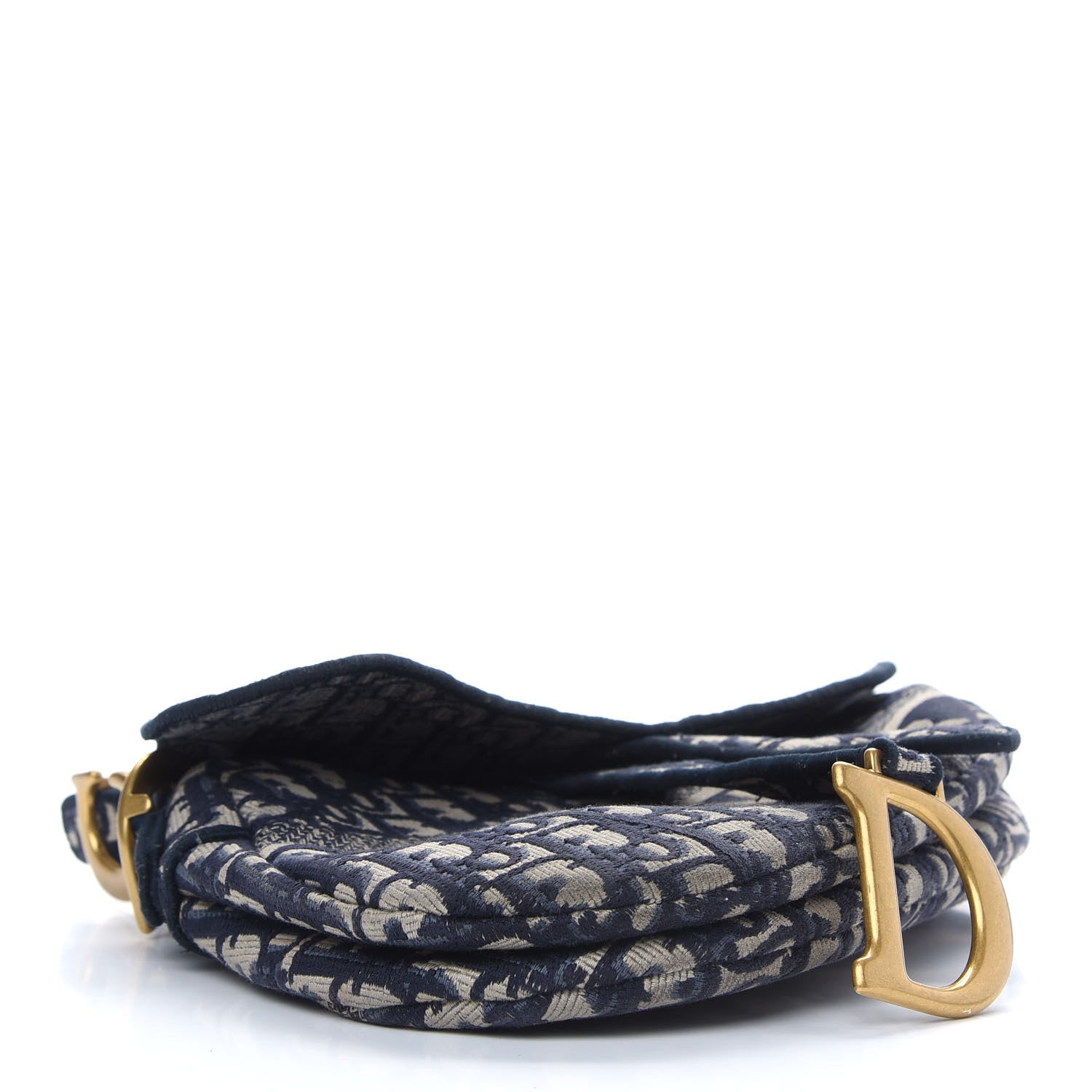 Christian Dior Oblique Embroidered Saddle Bag Blue 4 of 10