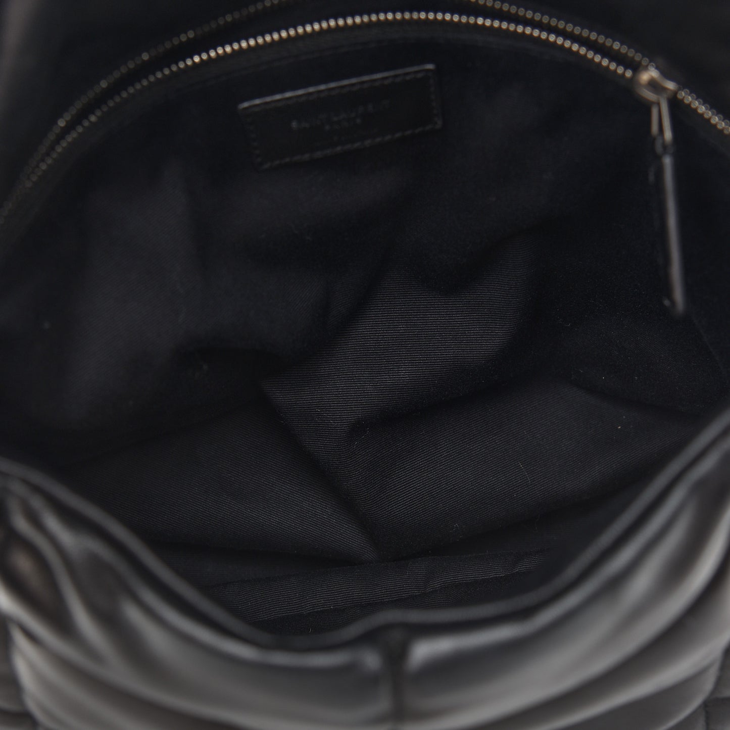 Lambskin Quilted Medium Loulou Puffer Monogram Chain Satchel Black