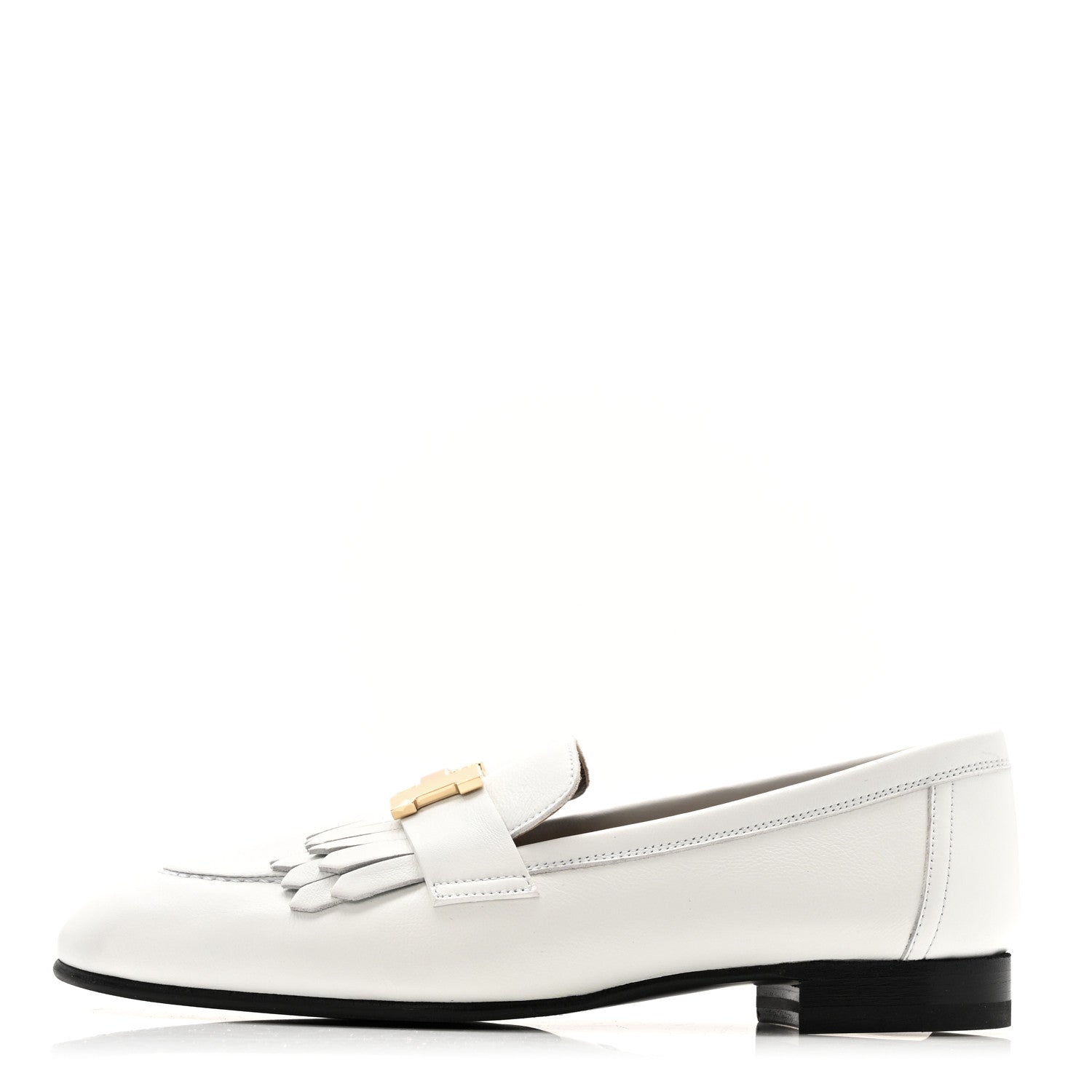 Hermes Calfskin Womens Royal Loafers 35 White 1 of 10