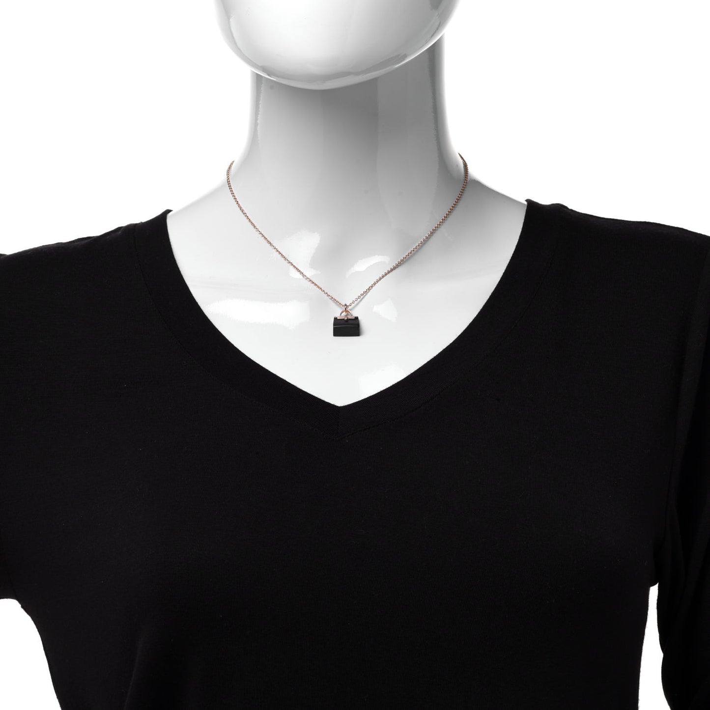 18K Rose Gold Black Jade Kelly Amulettes Pendant Necklace