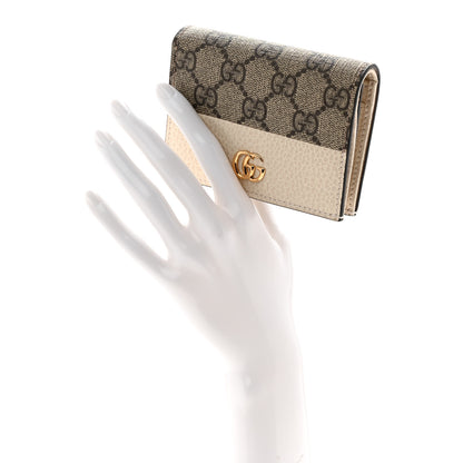 Gucci Dollar Calfskin GG Supreme Monogram GG Marmont Card Case Mystic White Beige Ebony 2 of 8