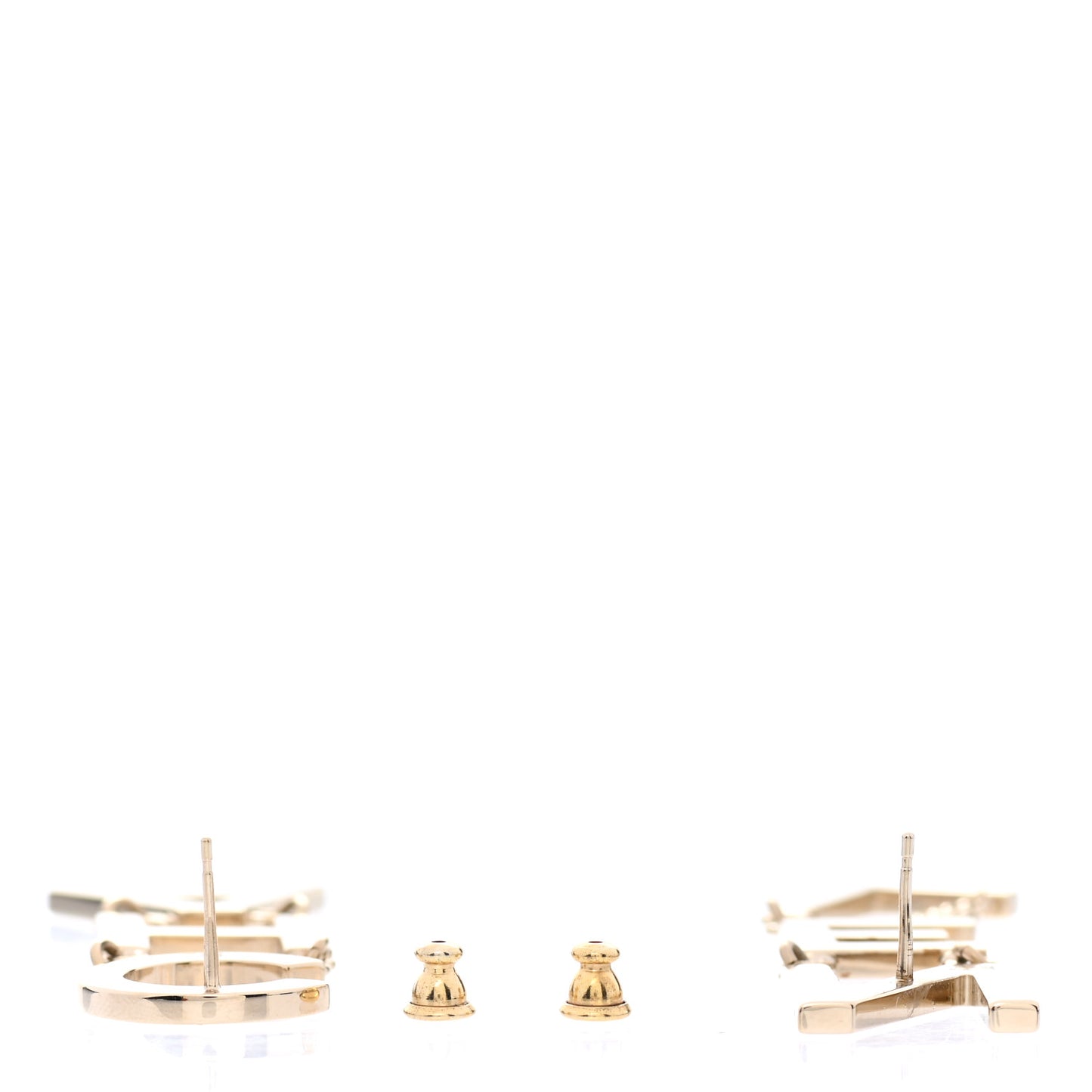 Metal Cha-Nel Logo Drop Earrings Gold