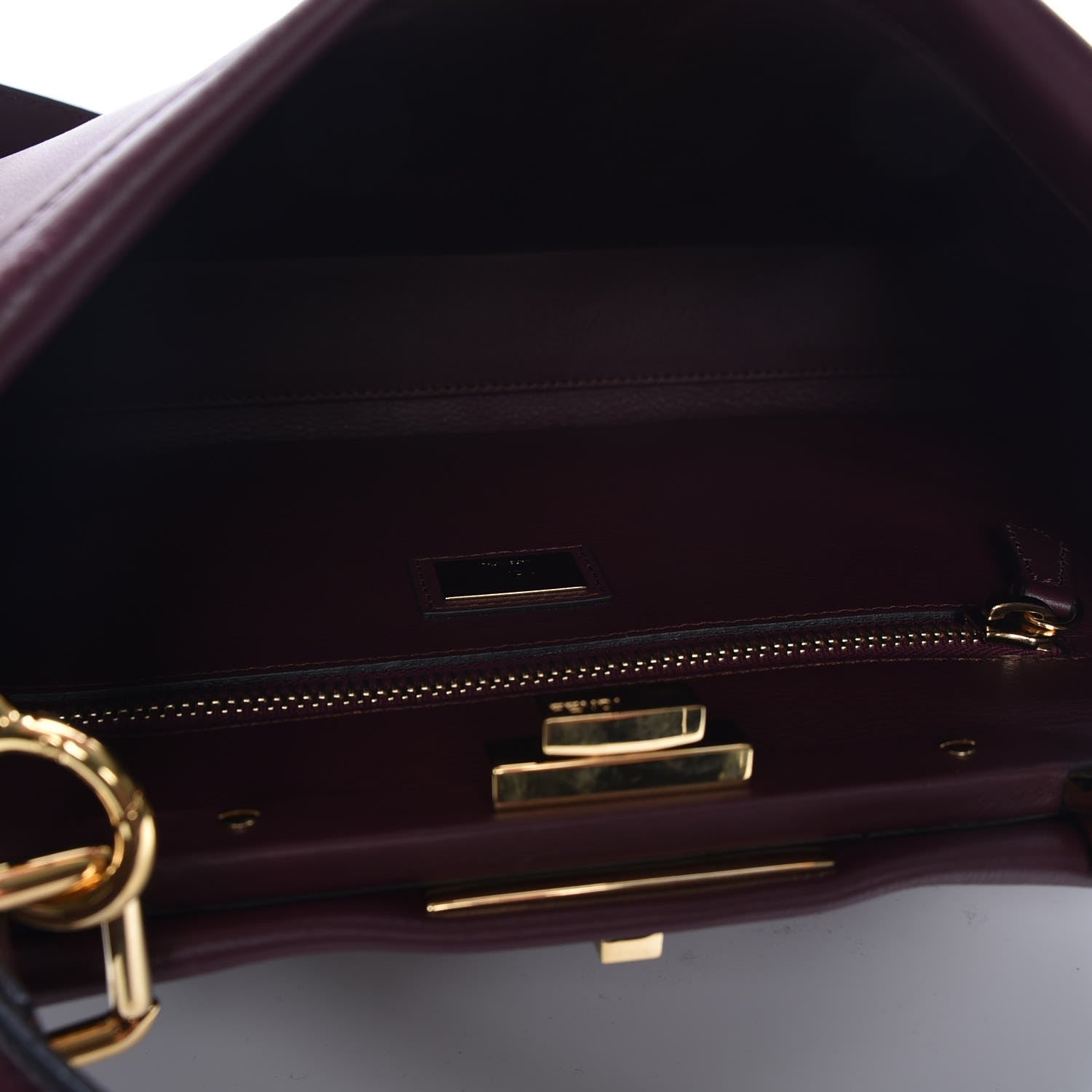 Fendi Vitello Seta Waves Bi-Color Medium Peekaboo Iconic Satchel Bordeaux Latte 7 of 9