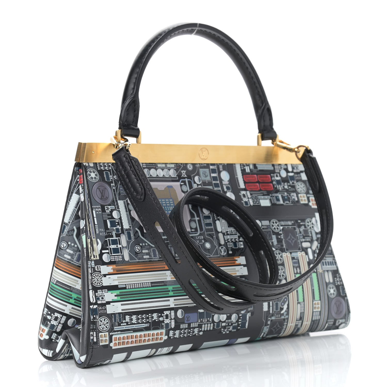 Louis Vuitton Calfskin Printed Motherboard Crown Frame Bag Multicolor 3 of 9