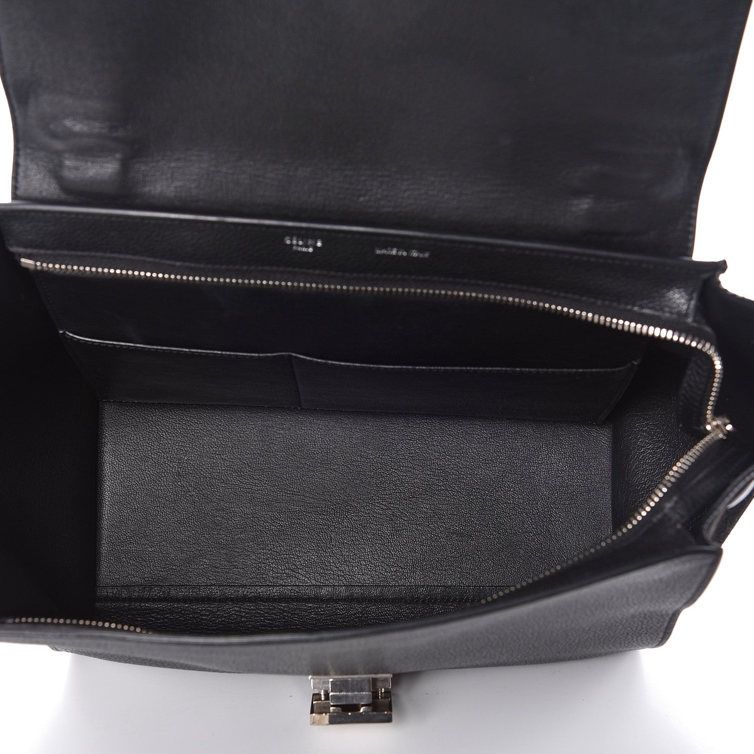Celine Drummed Calfskin Suede Small Trapeze Black 5 of 9