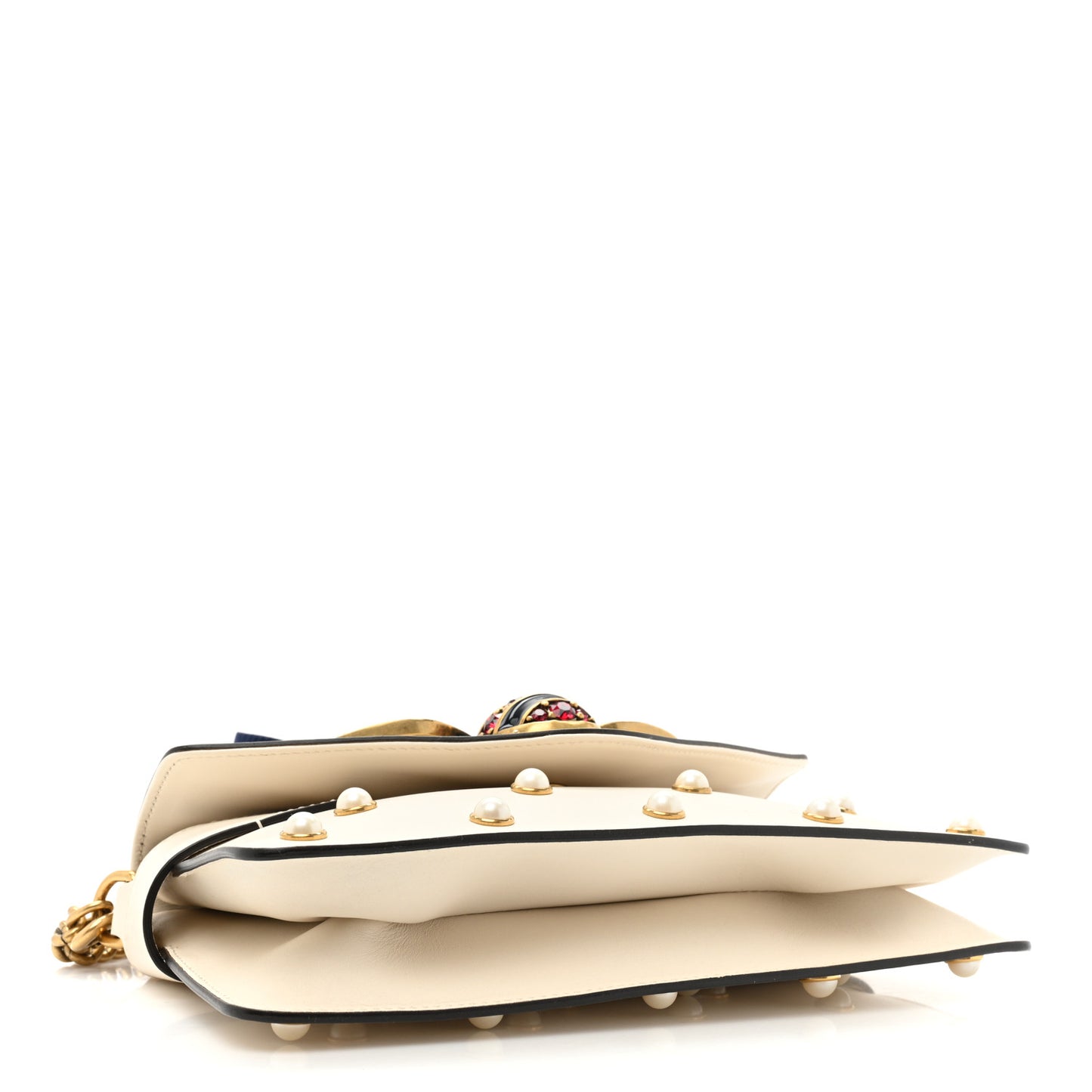 Nappa Pearl Studded Mini Queen Margaret Broadway Shoulder Bag Mystic White