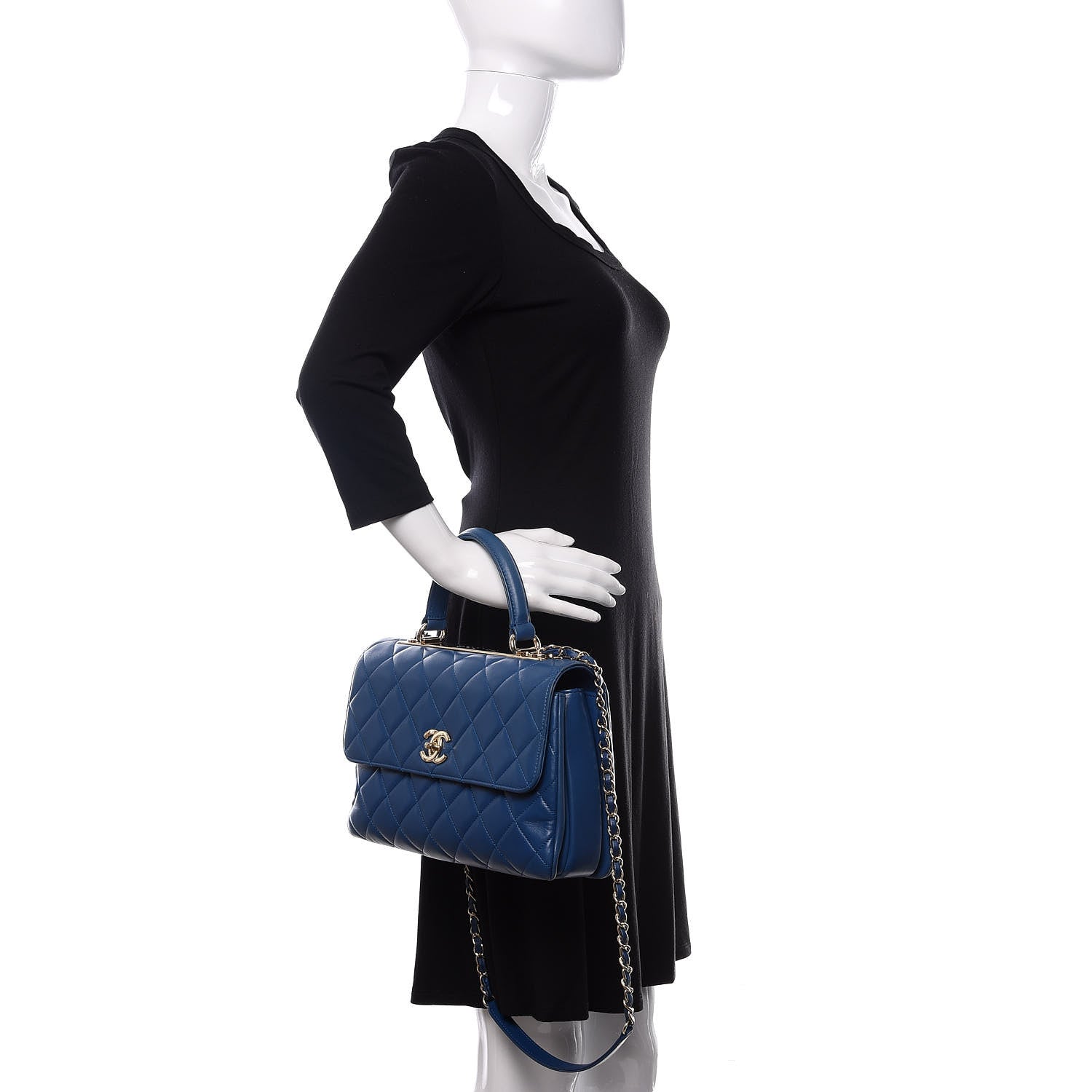 Chanel Lambskin Quilted Medium Trendy CC Flap Dual Handle Bag Blue 3 of 15