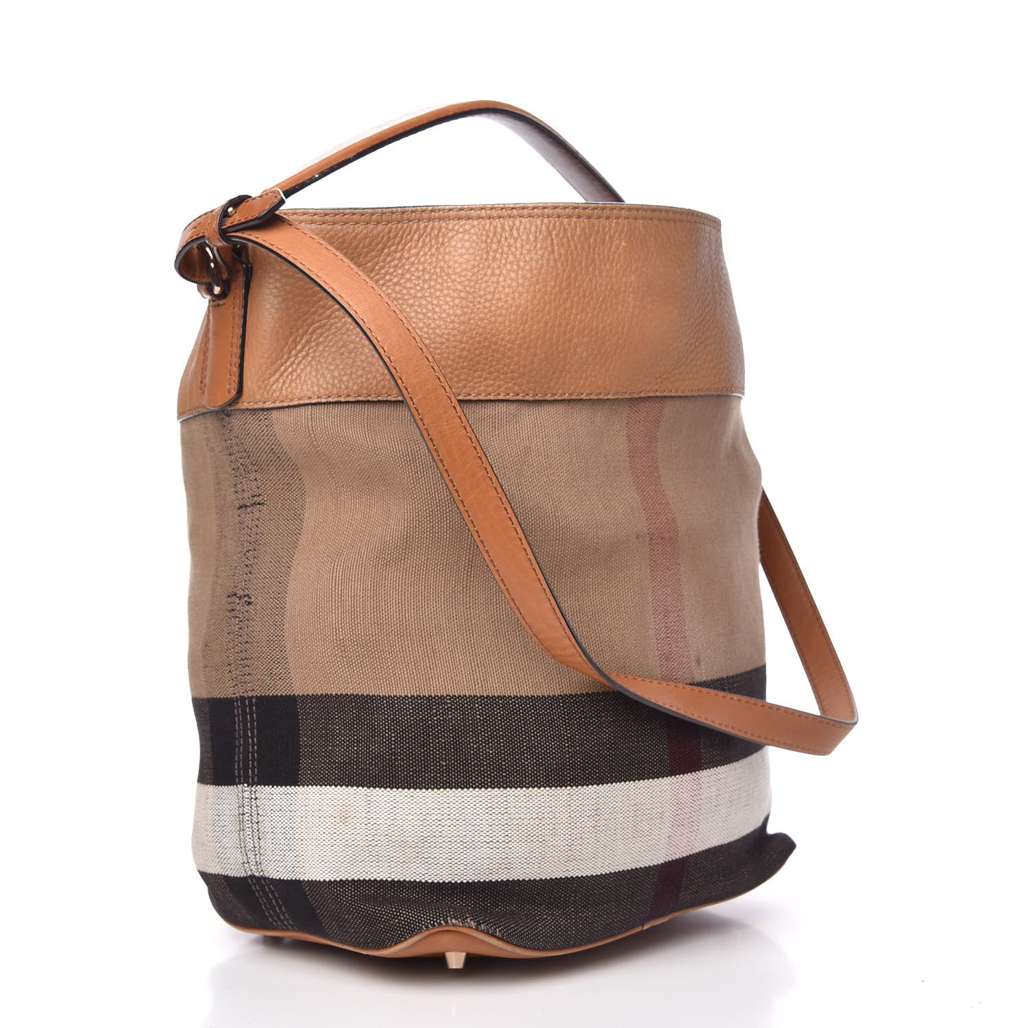 Burberry Canvas Mega Check Medium Susanna Tassel Hobo Saddle Brown 3 of 8