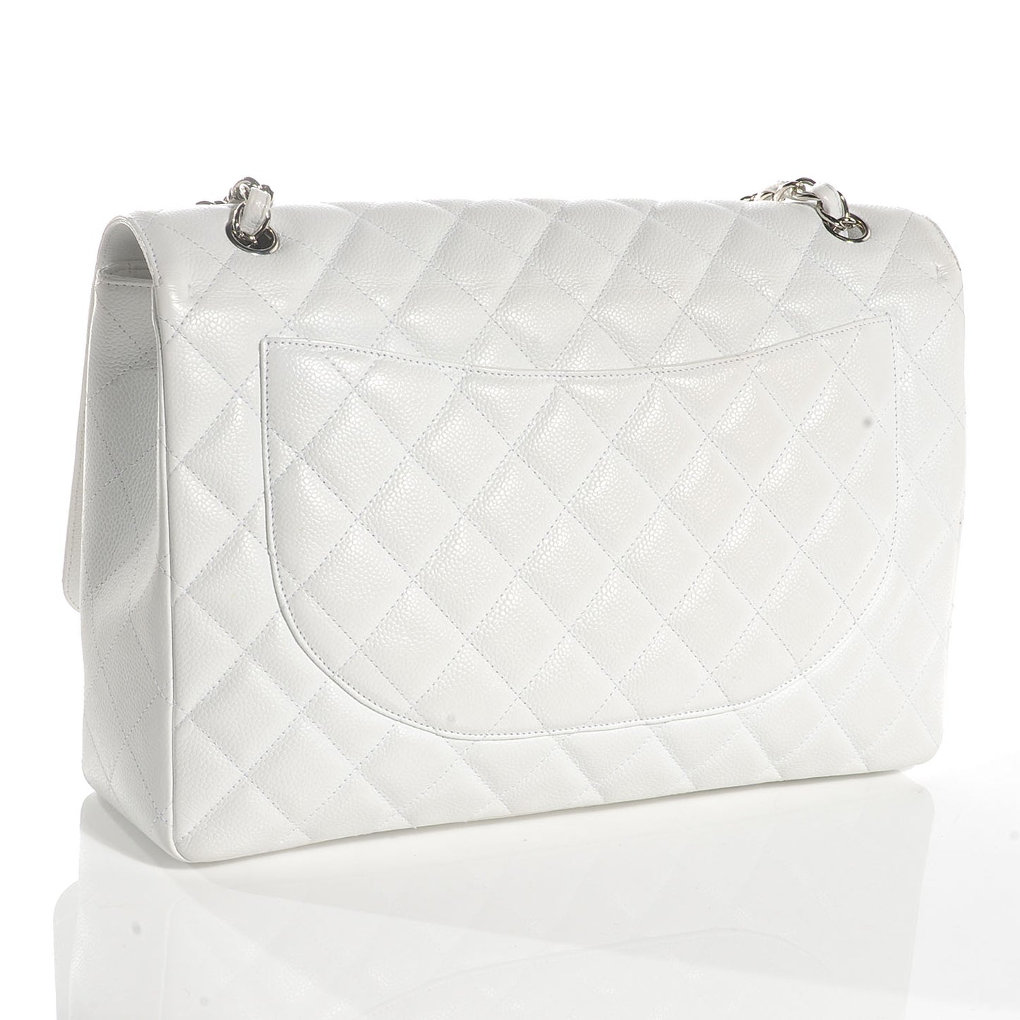Caviar Maxi Single Flap White
