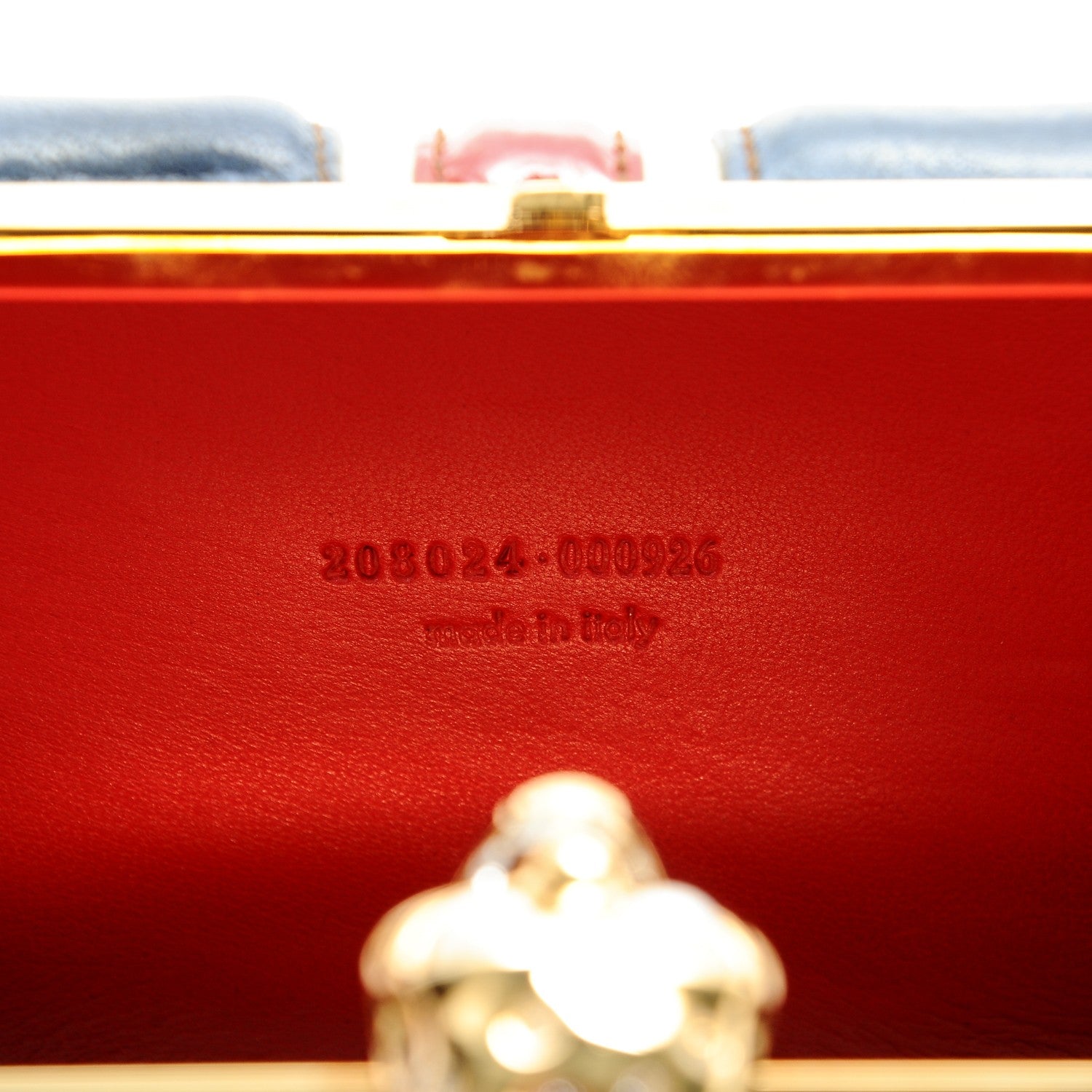 Alexander McQueen Patent Calfskin Britannia Skull Box Clutch Red Blue 7 of 7