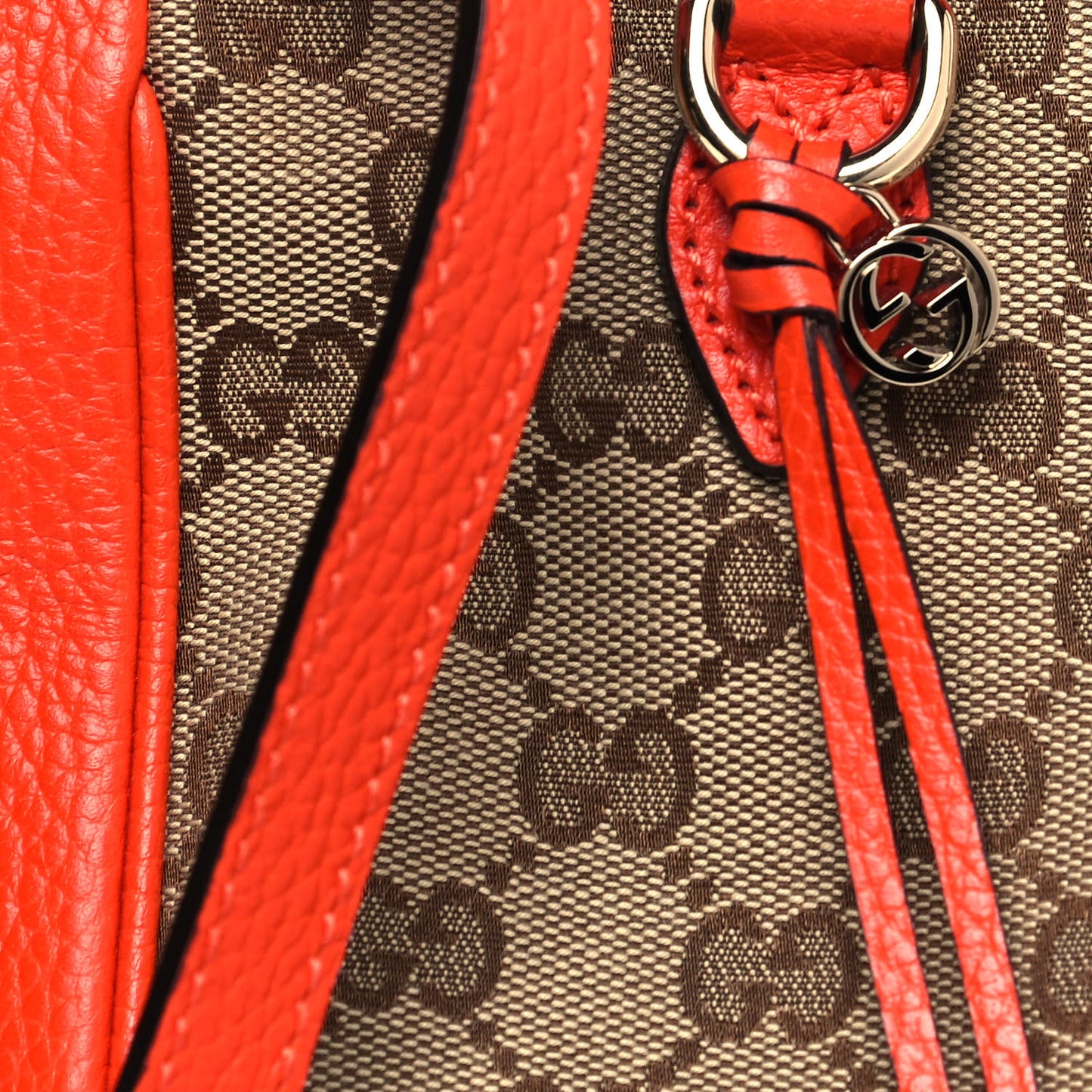 Monogram Dollar Calfskin Small Bree Tote Beige Ebony Sun Orange