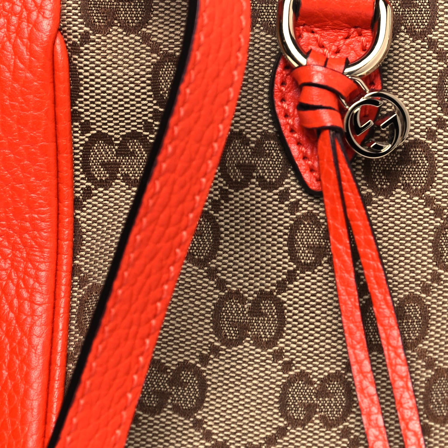 Gucci Monogram Dollar Calfskin Small Bree Tote Beige Ebony Sun Orange 7 of 10