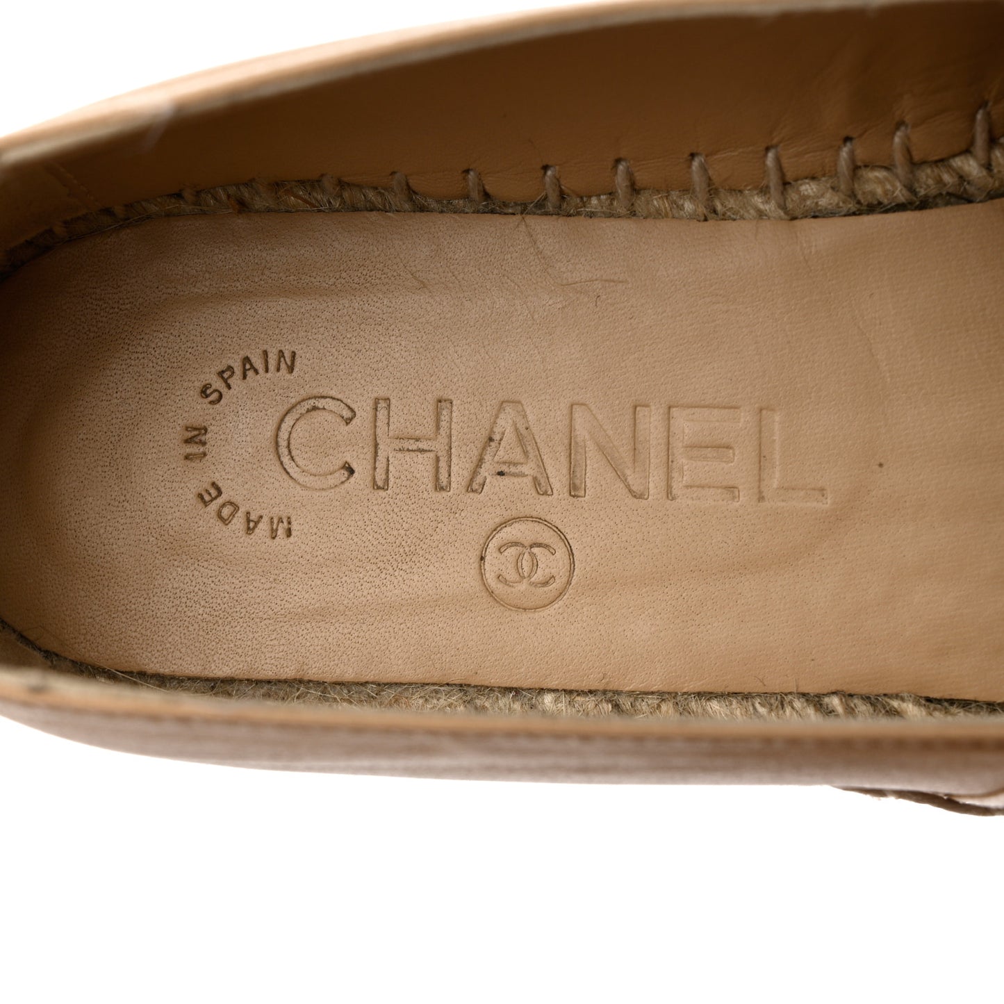Lambskin CC Espadrilles 36 Beige Black