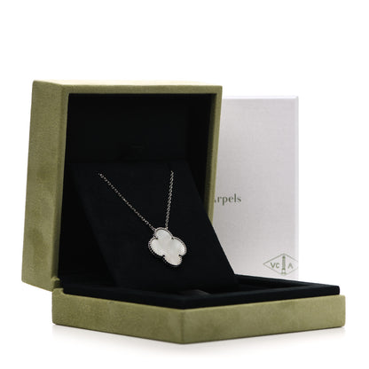 Van Cleef & Arpels 18K White Gold Mother of Pearl Magic Alhambra Pendant Necklace 6 of 6