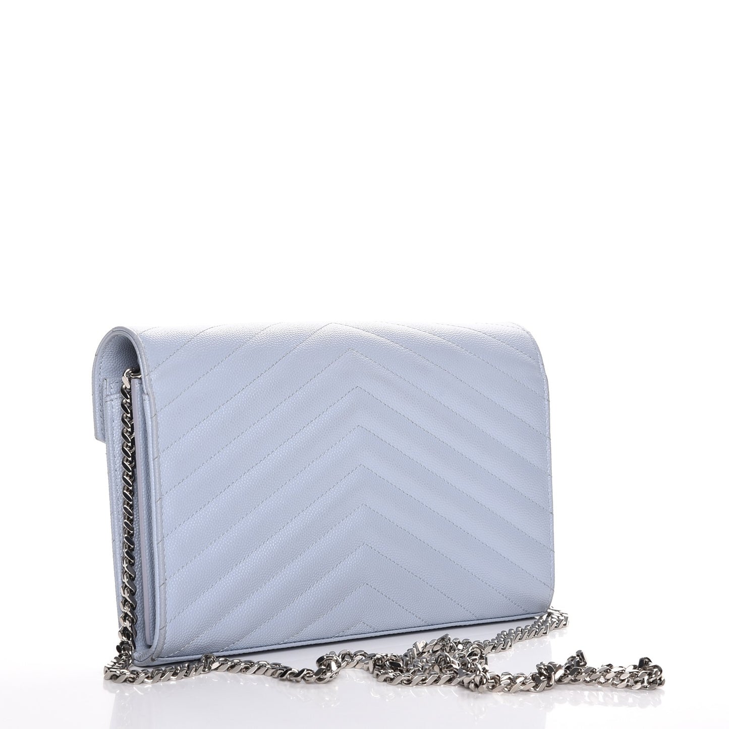 Grain De Poudre Matelasse Monogram Chain Wallet Sky Blue