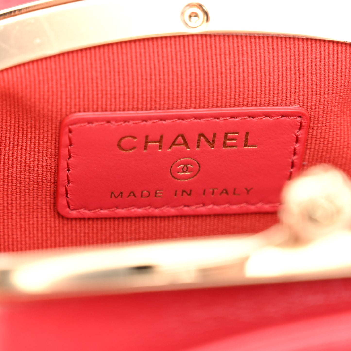 Shiny Calfskin Quilted Clutch With Chain Red