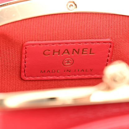 Chanel Shiny Calfskin Quilted Clutch With Chain Red 6 of 11