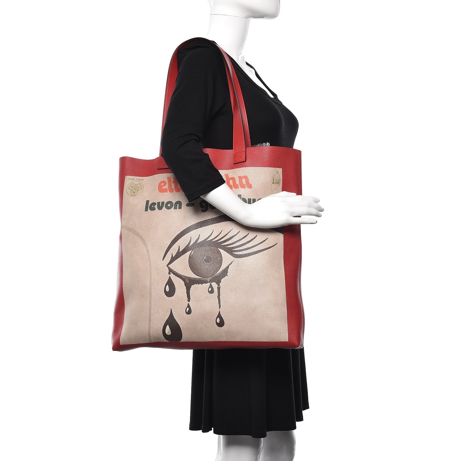 Gucci Calfskin Elton John Levon-Goodbye Tote Red 2 of 12
