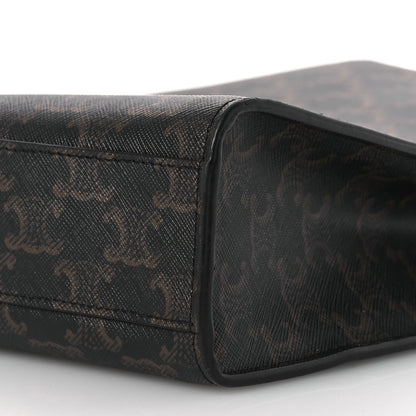 Celine Triomphe Canvas Calfskin Small Vertical Cabas Tan 11 of 15