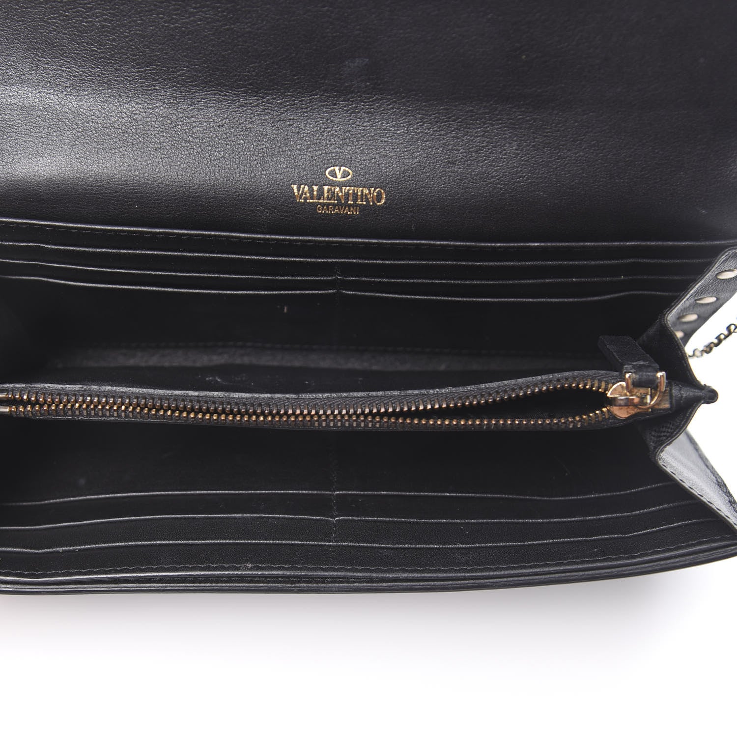 Valentino Garavani Vitello Rockstud Flap Wallet on Chain Black 5 of 10