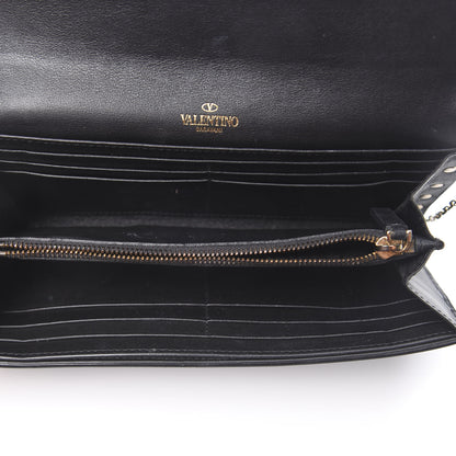 Valentino Garavani Vitello Rockstud Flap Wallet on Chain Black 5 of 10