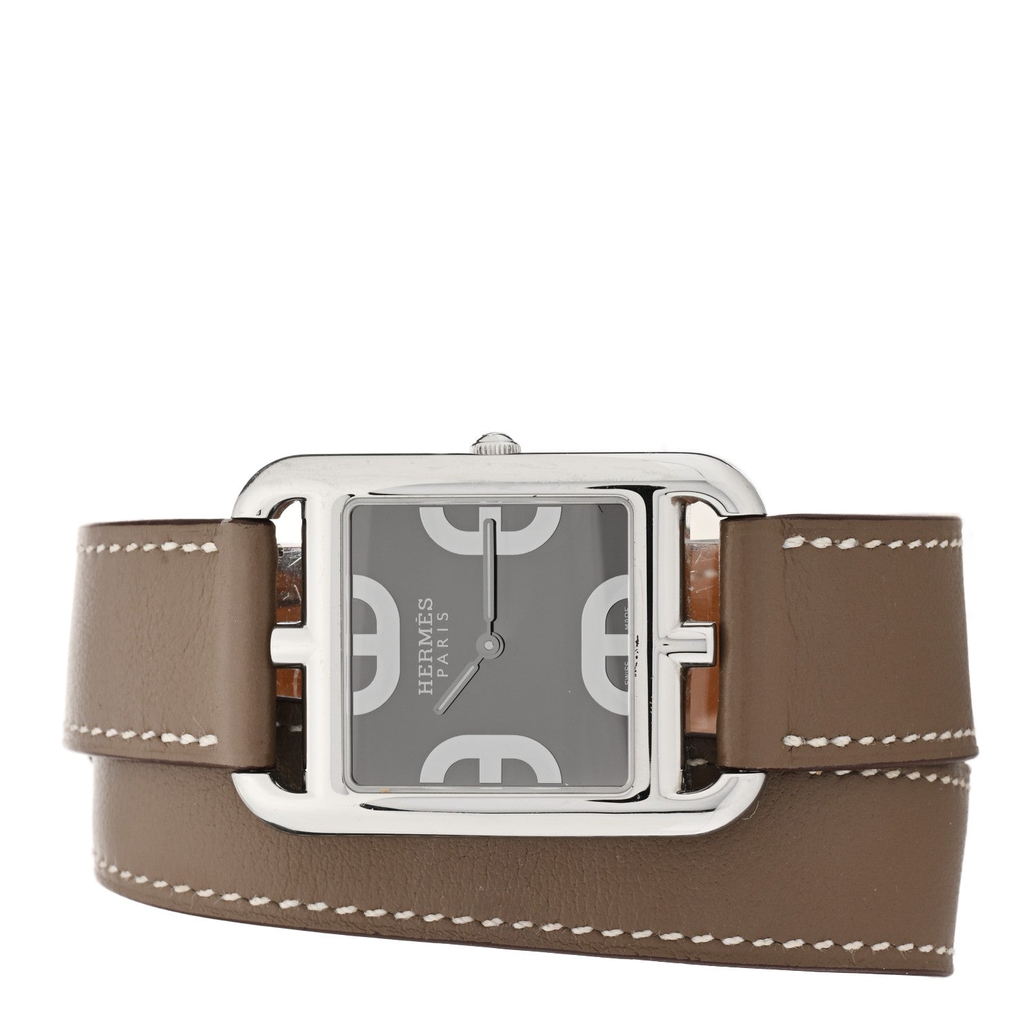 Hermes Stainless Steel Swift 29mm Cape Cod Chaine D'Ancre Double Tour Quartz Watch Etoupe 2 of 5