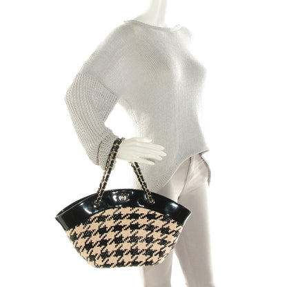 Chanel Patent Houndstooth Print Caning Basket Off White 2 of 7