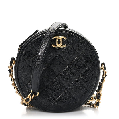 Chanel Caviar Quilted Small Round Bag With Chain Black 1 of 11