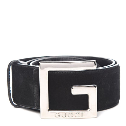 Gucci Suede G Logo Belt 80 32 Black 1 of 6