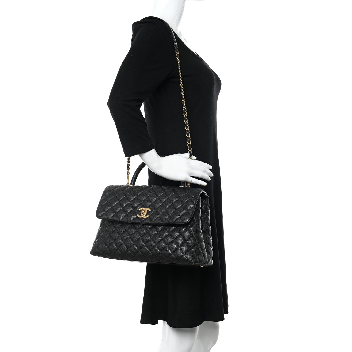 Chanel Caviar Quilted Medium Coco Handle Flap Black 3 of 11