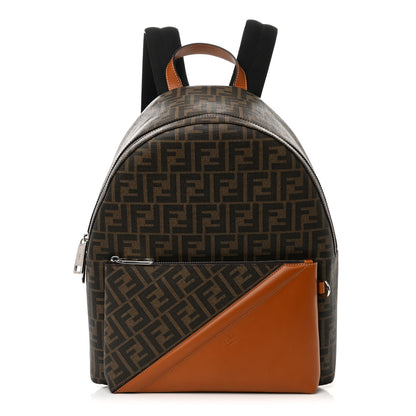 Fendi Glazed Fabric Vitello King FF 1974 Diagonal Pouch Pocket Backpack Tobacco Moro Cuoio 1 of 10
