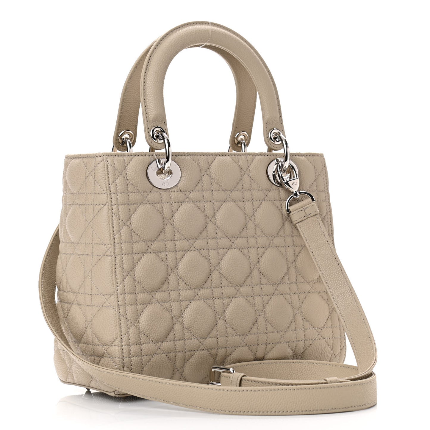 Grained Calfskin Cannage Medium Lady Dior Natural