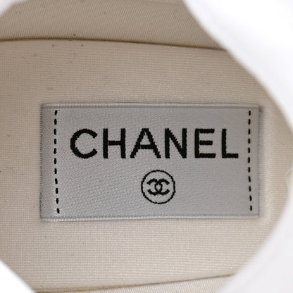 Chanel Suede Calfskin Fabric Mens CC Sneakers 45 White 6 of 10