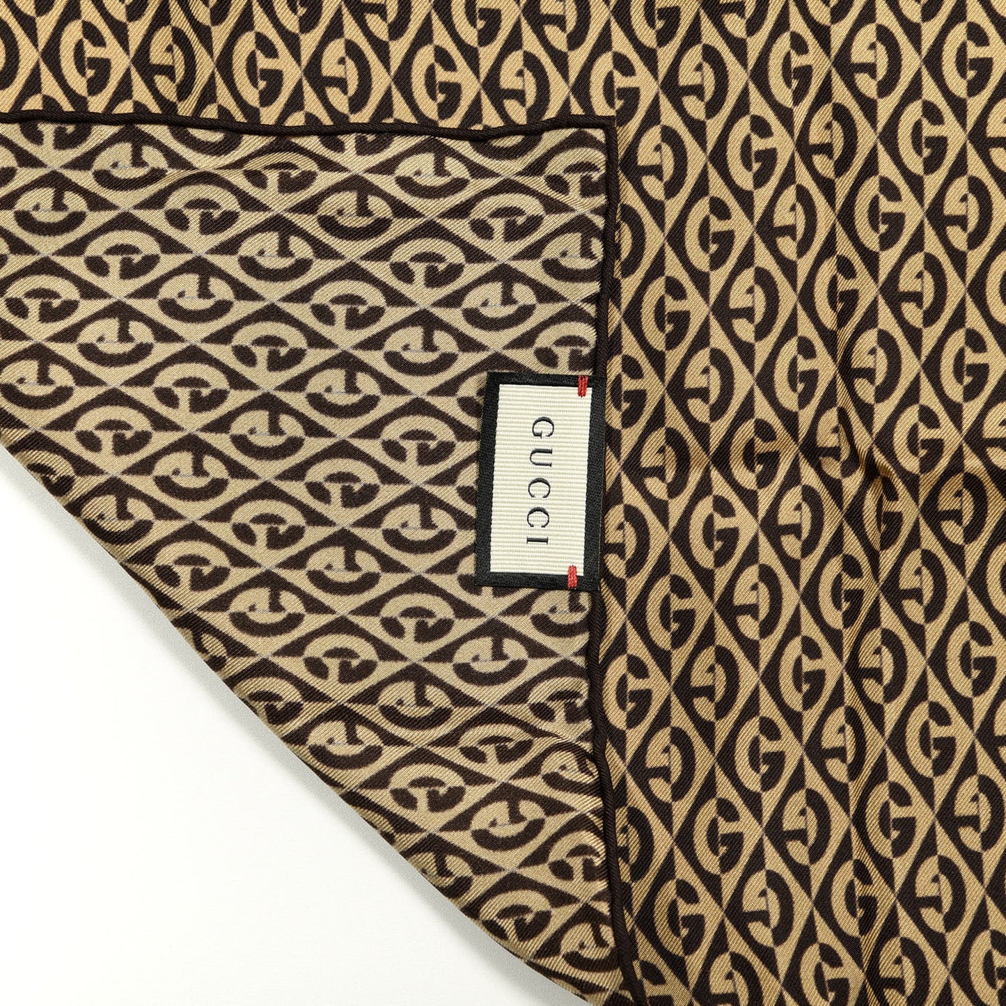 Silk G Rhombus Scarf Beige Brown