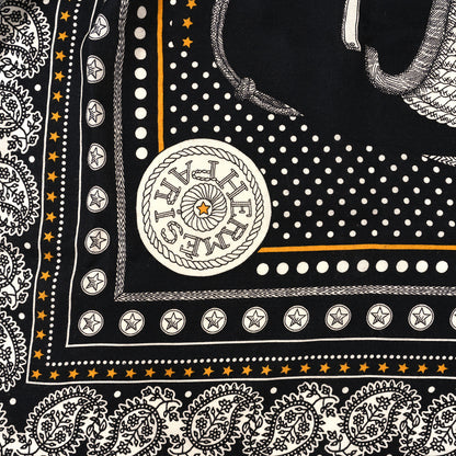 Hermes Cashmere Silk Zouaves Et Dragons Shawl 140 Black White Gold 2 of 3