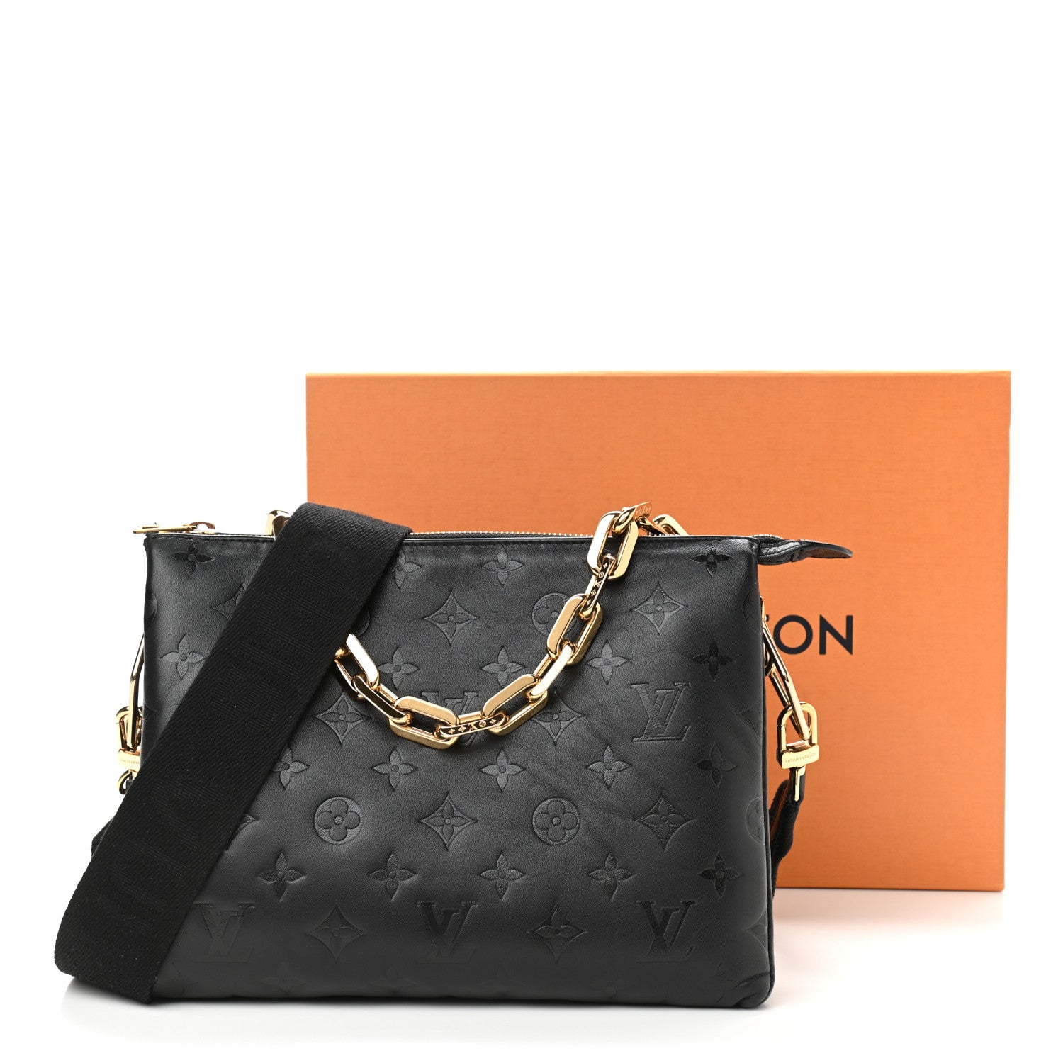 Louis Vuitton Lambskin Embossed Monogram Coussin PM Black 10 of 10