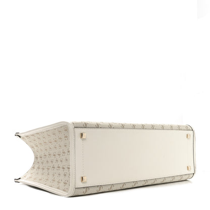 Jimmy Choo JC Logo Jacquard Lurex Soft Shiny Calfskin Medium Varenne Tote Bag Latte Gold Light Gold 4 of 9