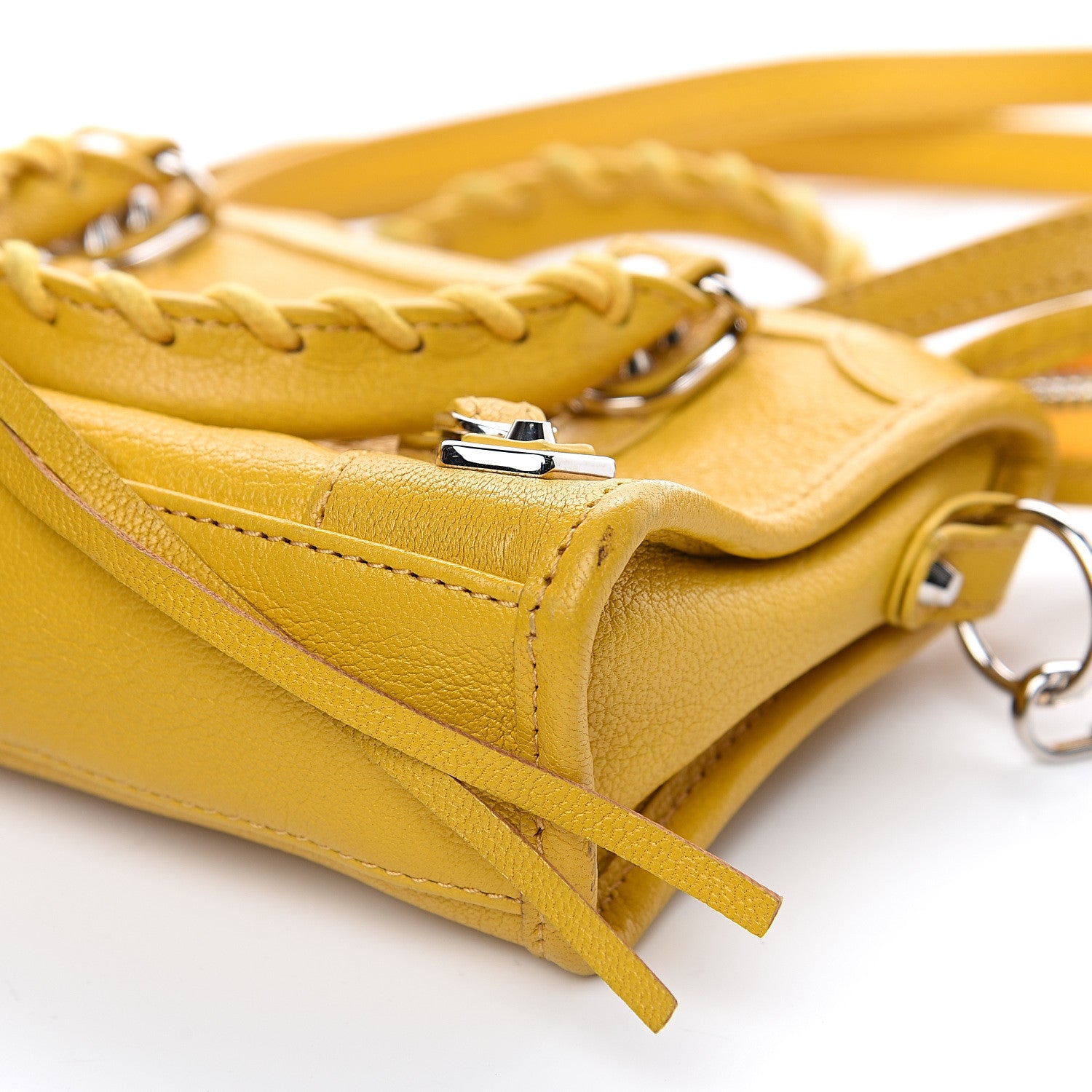 Balenciaga Chevre Silver Metallic Edge Hardware Nano City Jaune Epi 9 of 11