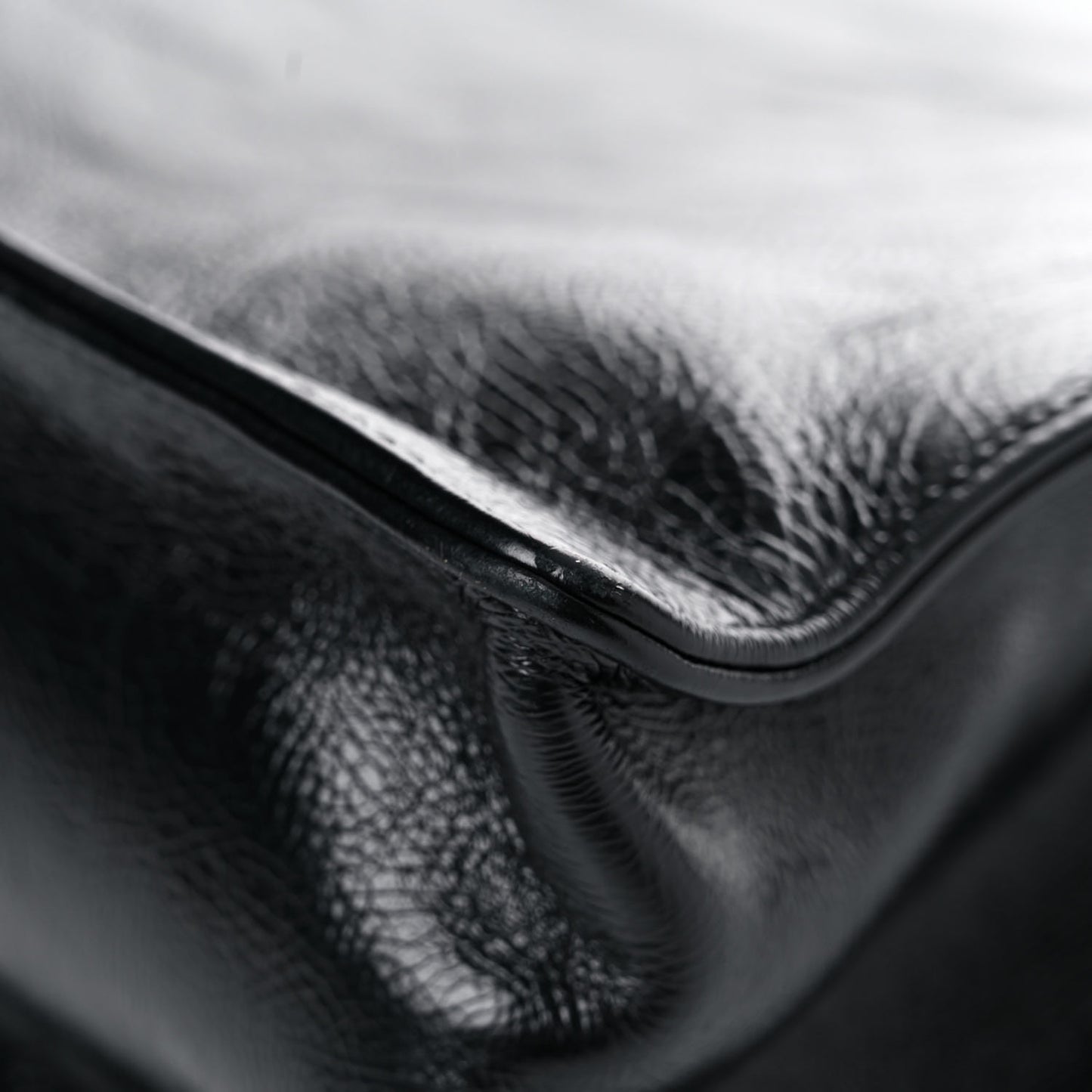 Shiny Aged Calfskin North South Shopping Bag Black