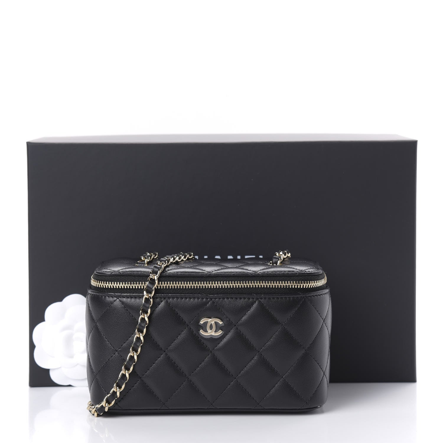 Chanel Lambskin Quilted Small Vanity Case With Chain Black 11 of 11