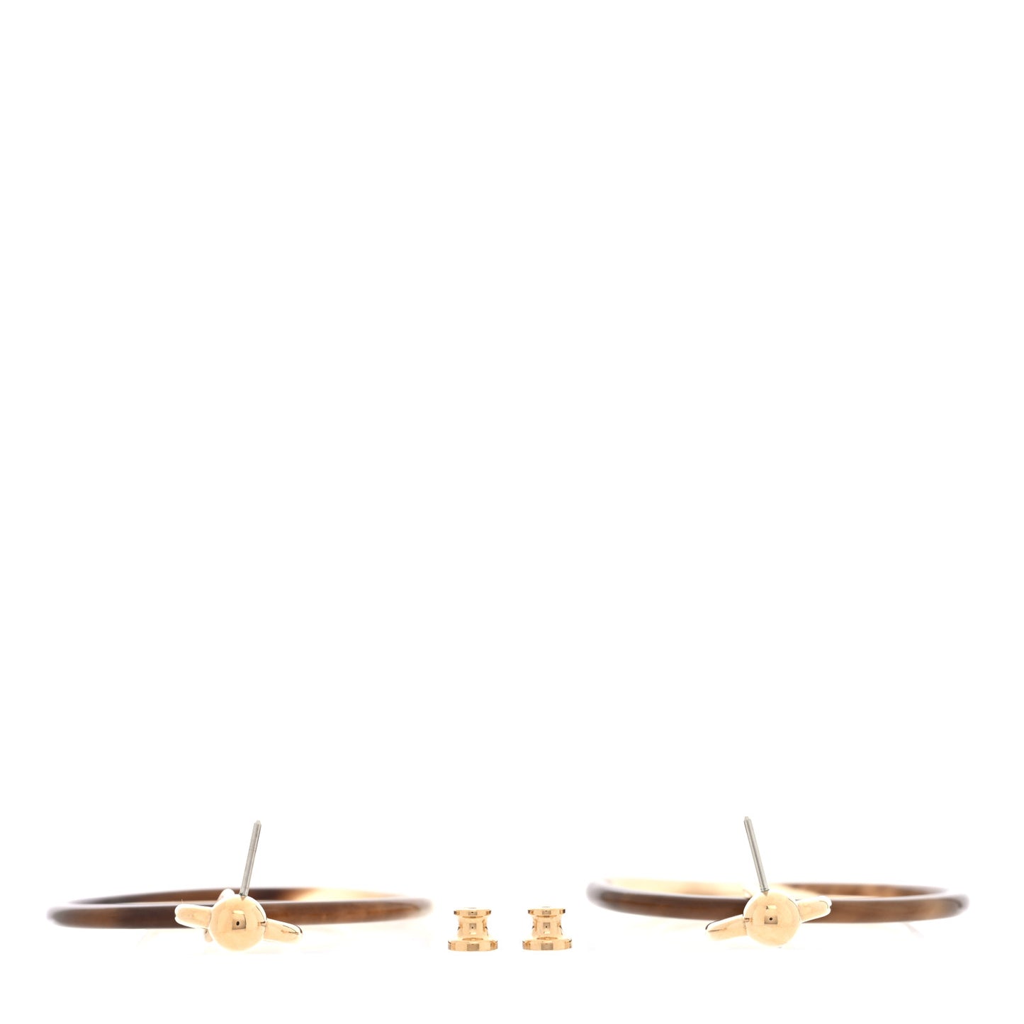 Permabrass Buffalo Horn Wood Amulette Hoop Earrings
