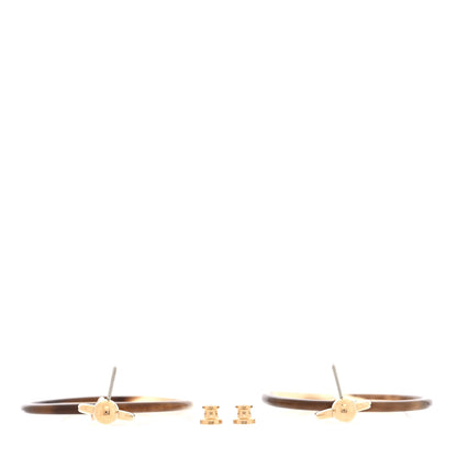 Hermes Permabrass Buffalo Horn Wood Amulette Hoop Earrings 3 of 4