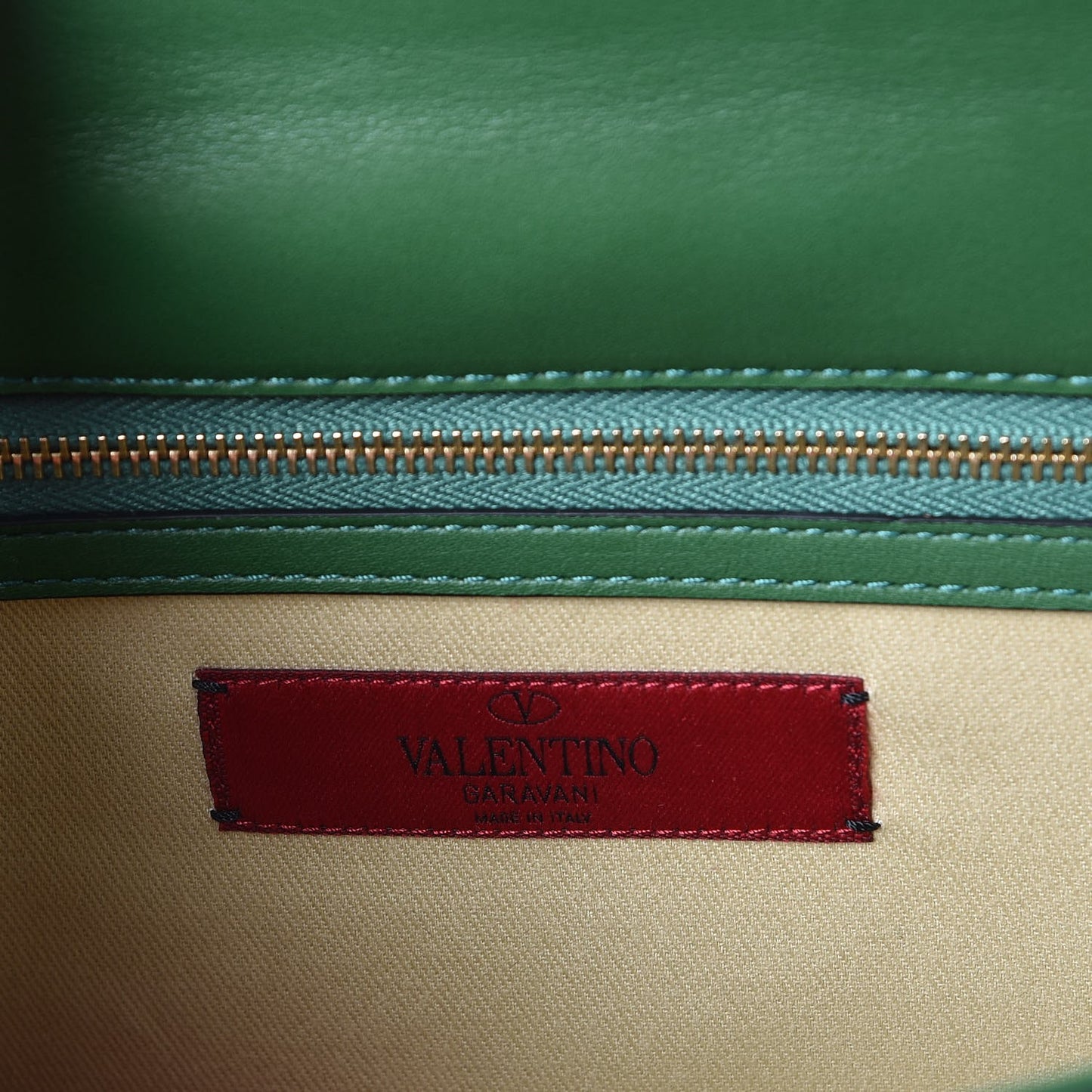 Vitello Medium Glam Lock Rockstud Flap Pop Green