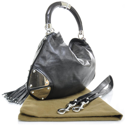 Gucci Calfskin Medium Indy Top Handle Hobo Black 2 of 9