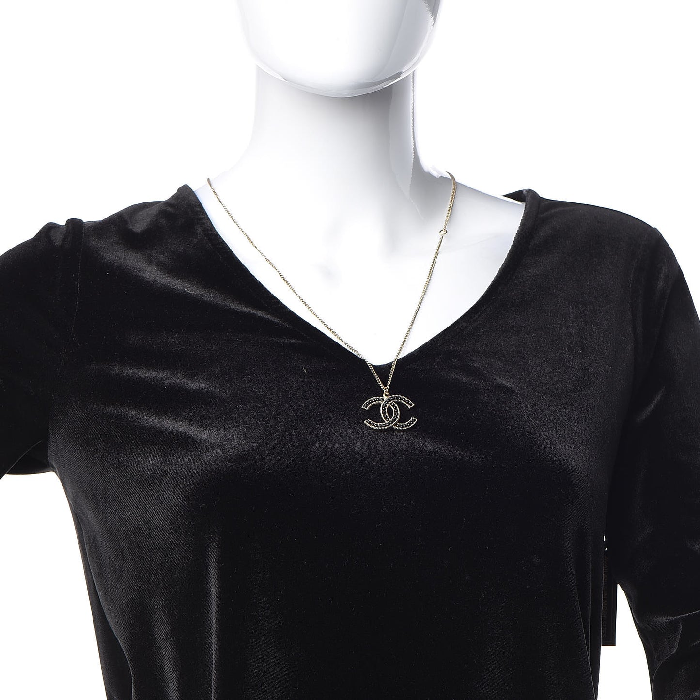 Enamel Beaded CC Necklace Gold Black
